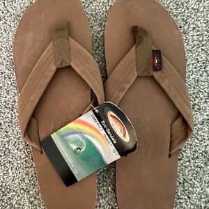 Rainbow Sandals Brown Leather Flip Flops - Women’s XL
